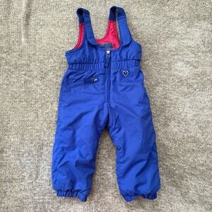 Vintage Obermeyer Kids Snow Bibs Overalls Blue Pink Lined Ski Pants Toddler 3T